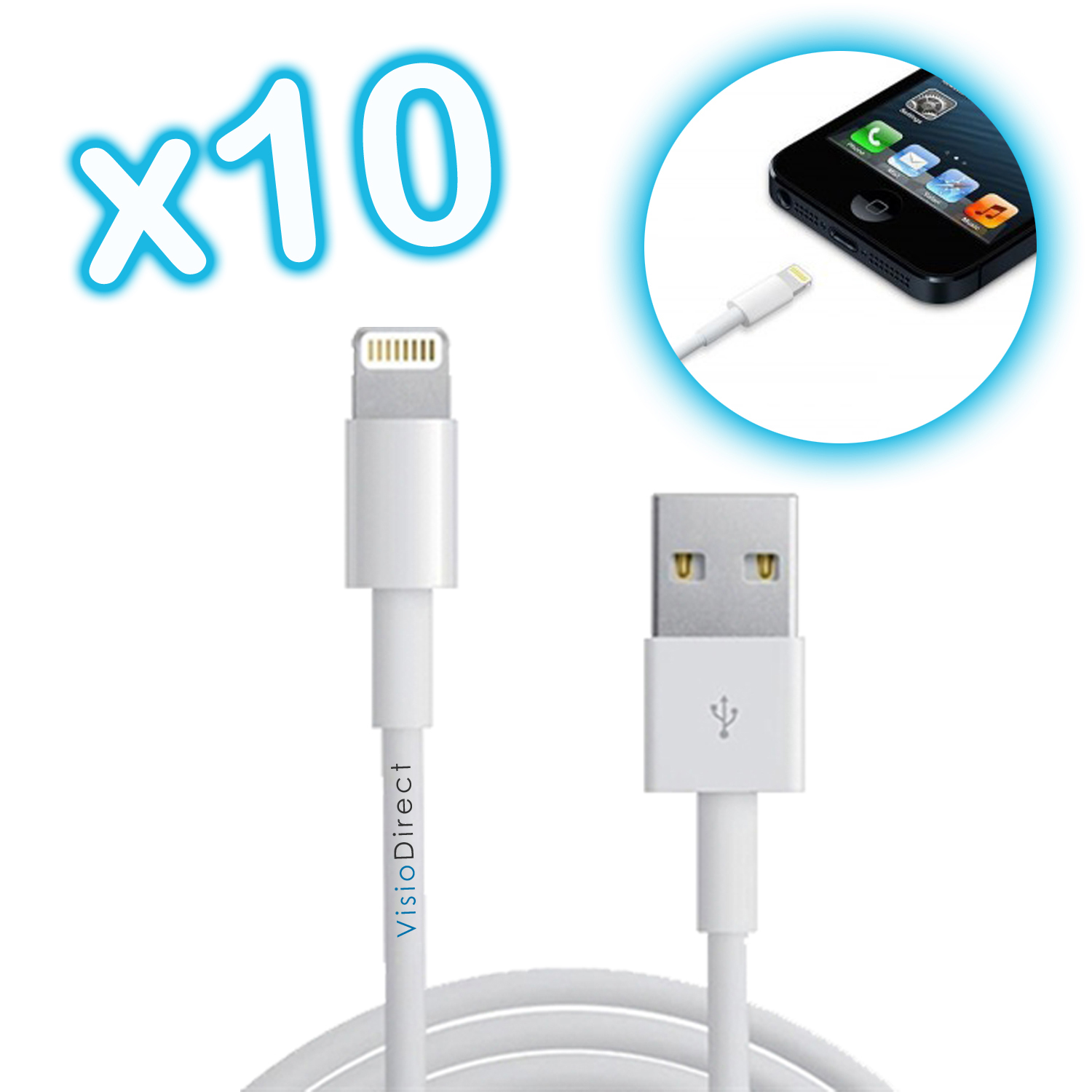 Lot de 10 cables USB de charge...